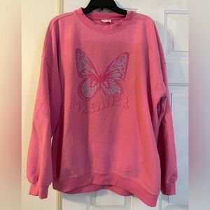 Pink Lily pink sweatshirt with butterfly
